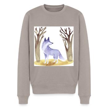 Renard bleu-gris - Petite renarde - Motif fantaisie - Pull Premium bio Homme - taupe - Devant - Nico (187cm)