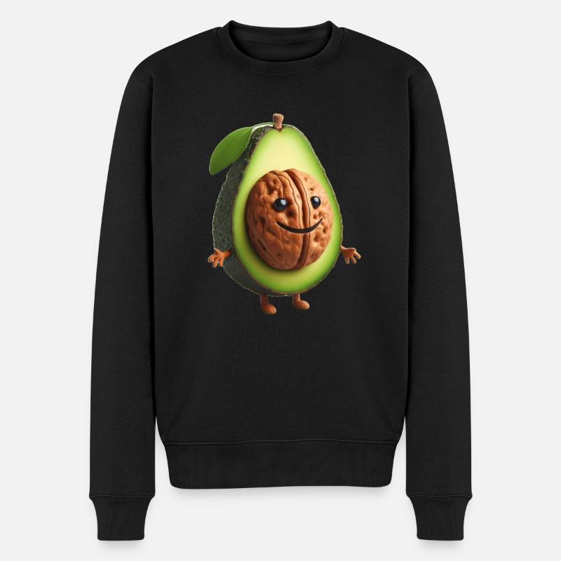 Cute avocado with walnut kernel! - Men's Premium Organic Jumper - black