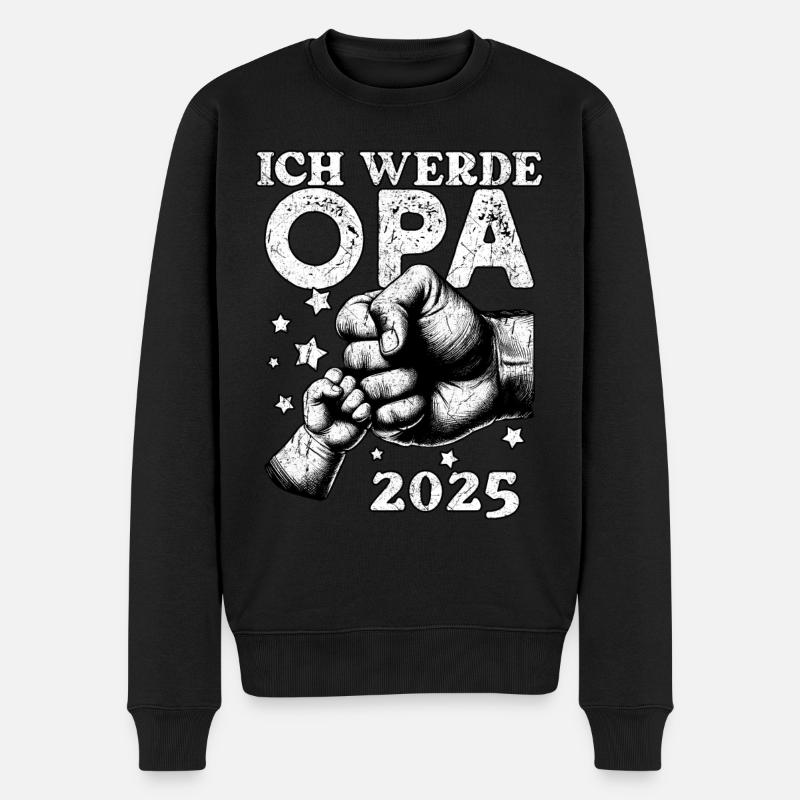 Ich werde Opa 2025 - Männer Premium Bio Pullover - Schwarz