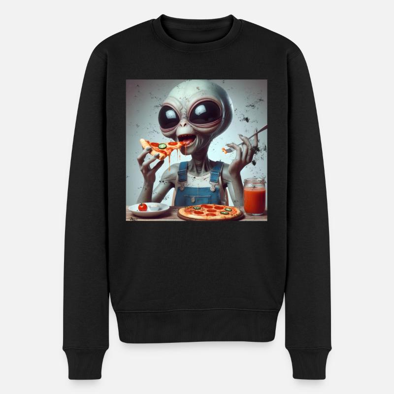 Pizza extraterrestre amusante - Pull Premium bio Homme - noir