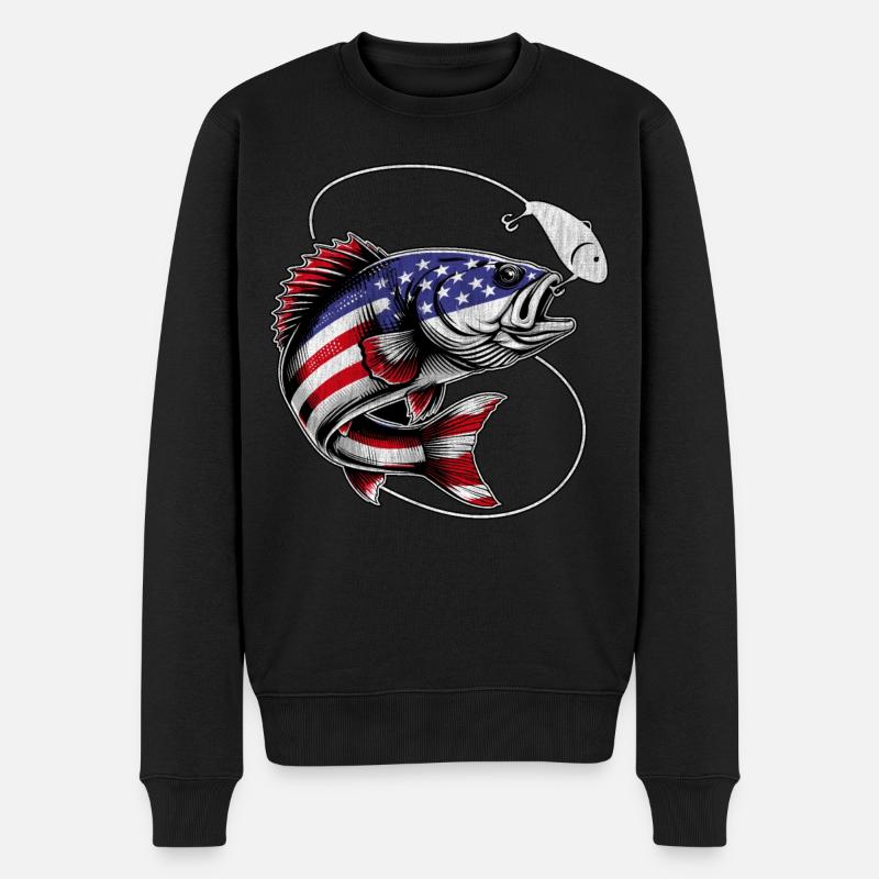 Bass Fish États-Unis d'Amérique - Pull Premium bio Homme - noir
