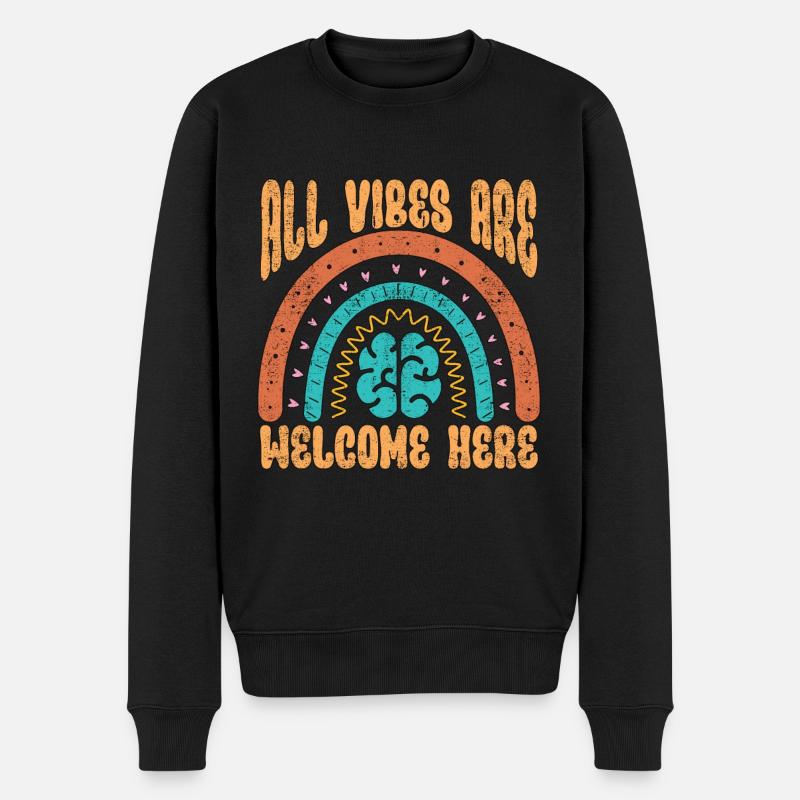 Psychiatrist All Vibes Are Welcome Here Therapist - Männer Premium Bio Pullover - Schwarz