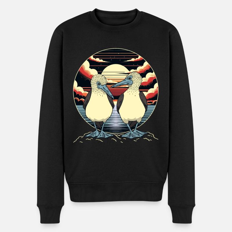 Blaufußtölpel Pärchen - Männer Premium Bio Pullover - Schwarz
