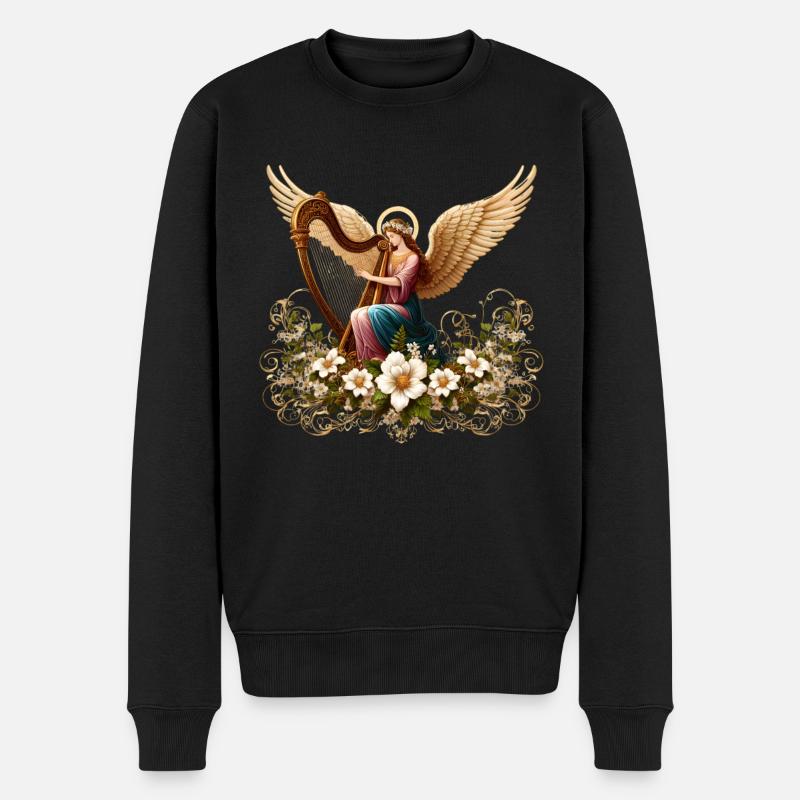 Engel auf Wolken - Für Christen - Männer Premium Bio Pullover - Schwarz
