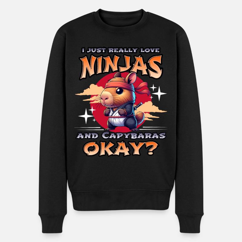 Capybara Ninja - Männer Premium Bio Pullover - Schwarz