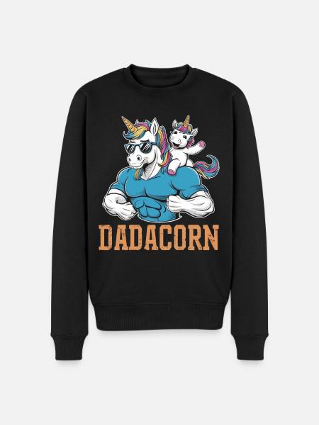 Stærk dadacorn med muskler og enhjørning - Økologisk premium-sweatshirt til mænd - sort