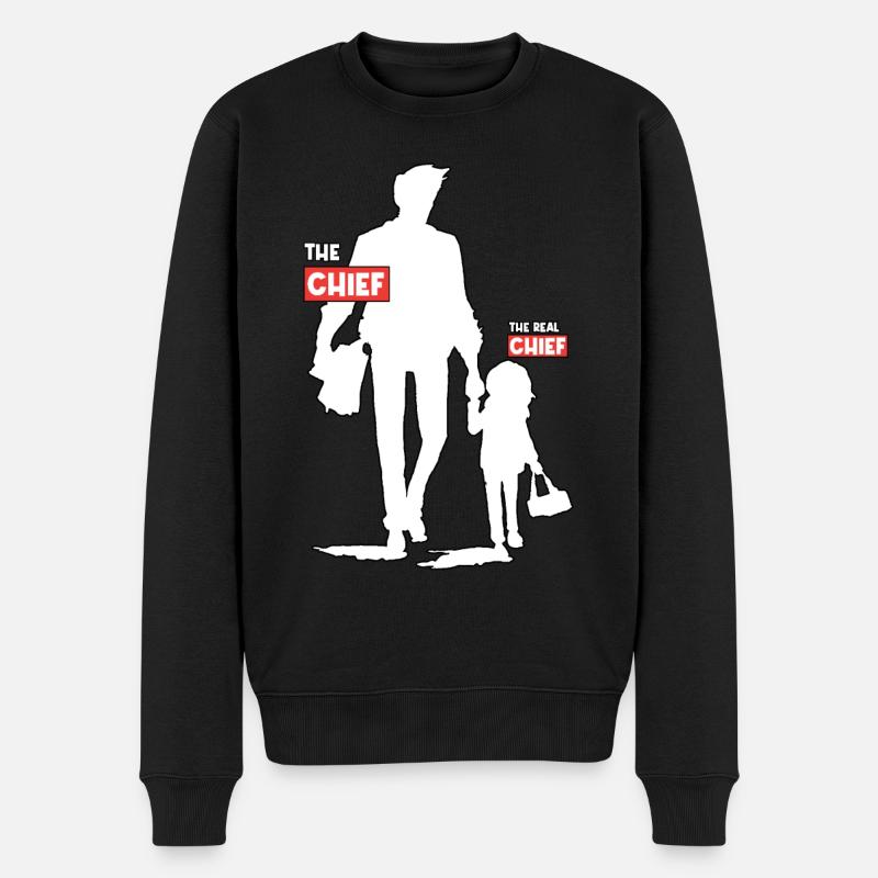 Lustiges Papa-Tochter-Design - Männer Premium Bio Pullover - Schwarz