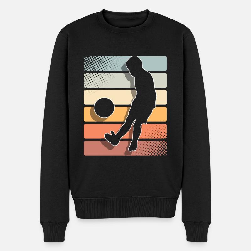 Kind Spielt Fußball - Männer Premium Bio Pullover - Schwarz