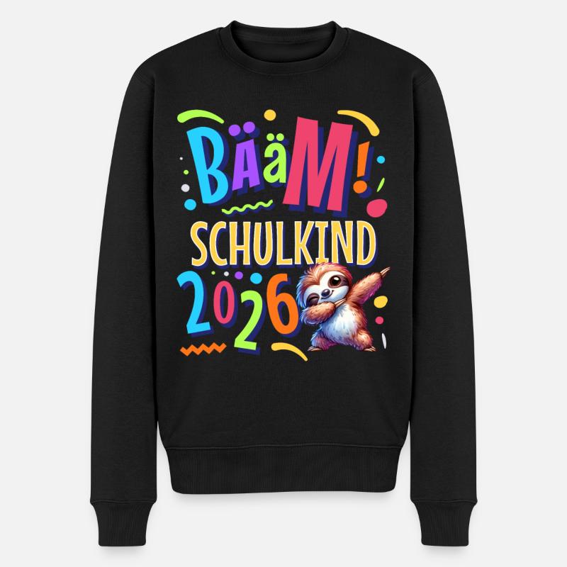 Bääm Schulkind 2026 Dabbing Faultier - Männer Premium Bio Pullover - Schwarz