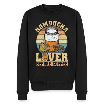Kombucha Lover Before Home Brewing Coffee Lover - Men's Premium Organic Jumper - black - Front - Nico (187cm)