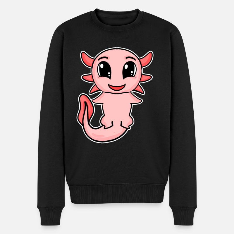 Axolotl Motiv Kinder Niedlich - Männer Premium Bio Pullover - Schwarz