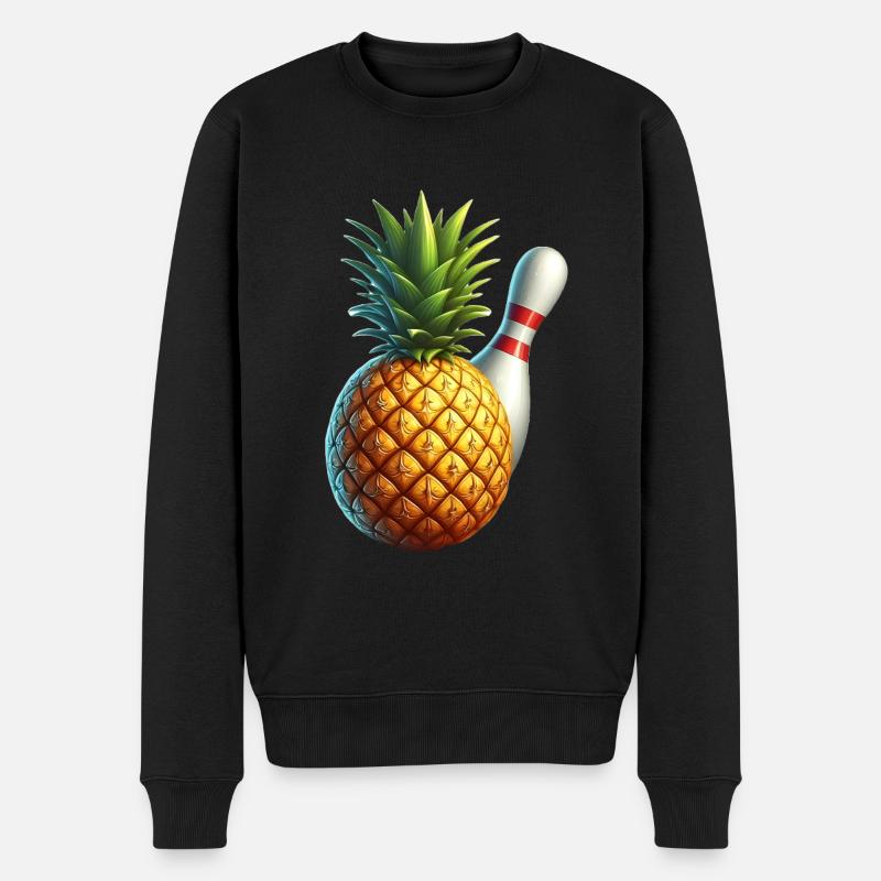 Bowlingkugel und Ananas - Männer Premium Bio Pullover - Schwarz