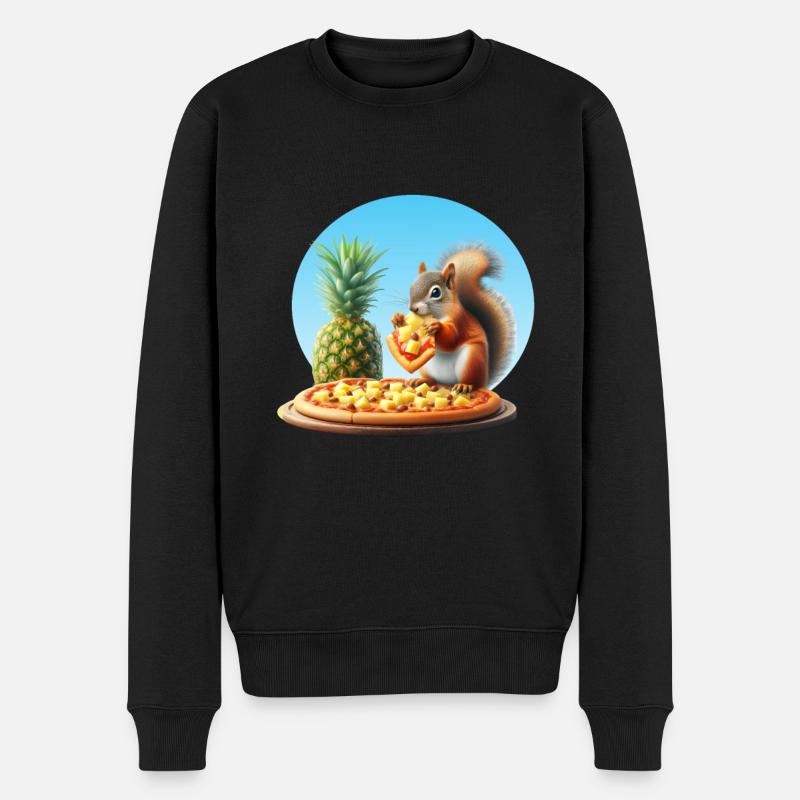 Écureuil dégustant une pizza - Pull Premium bio Homme - noir