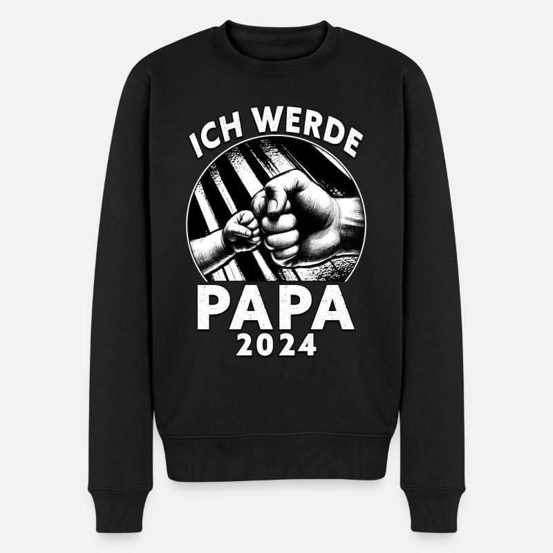 Ich werde Papa 2024 - Männer Premium Bio Pullover - Schwarz