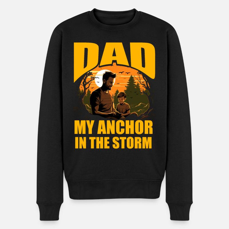Papa, mein Anker im Sturm - Männer Premium Bio Pullover - Schwarz