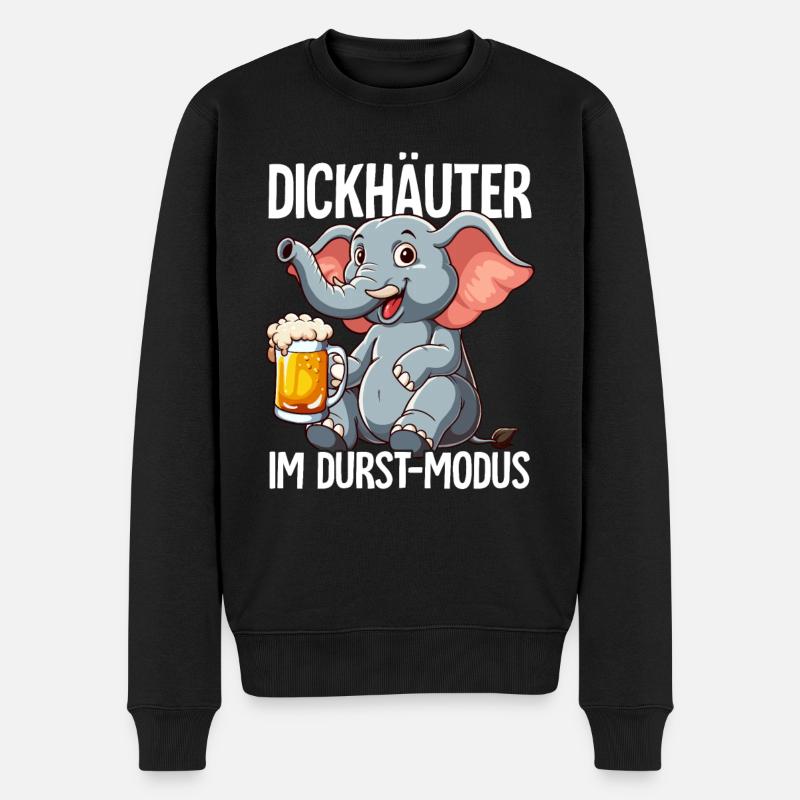 Elefant Bier - Männer Premium Bio Pullover - Schwarz
