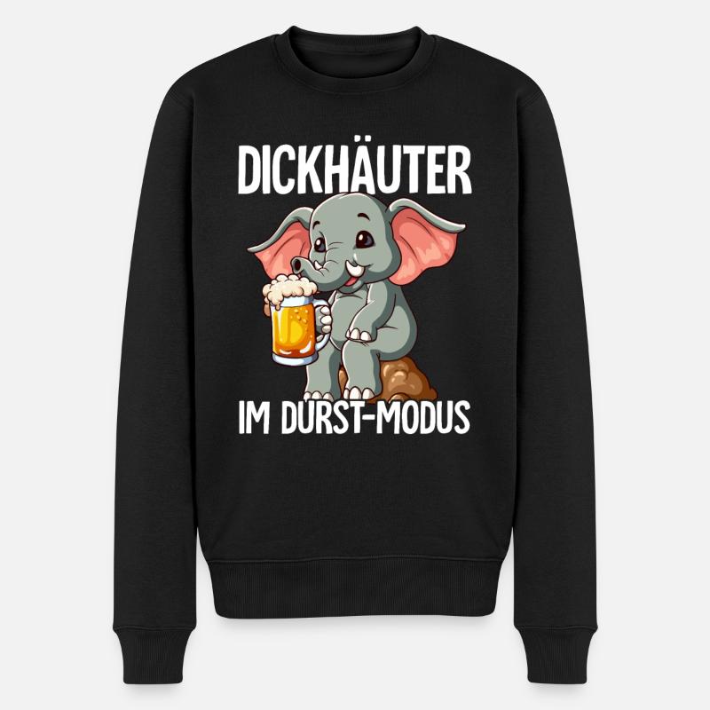 Elefant Bier - Männer Premium Bio Pullover - Schwarz