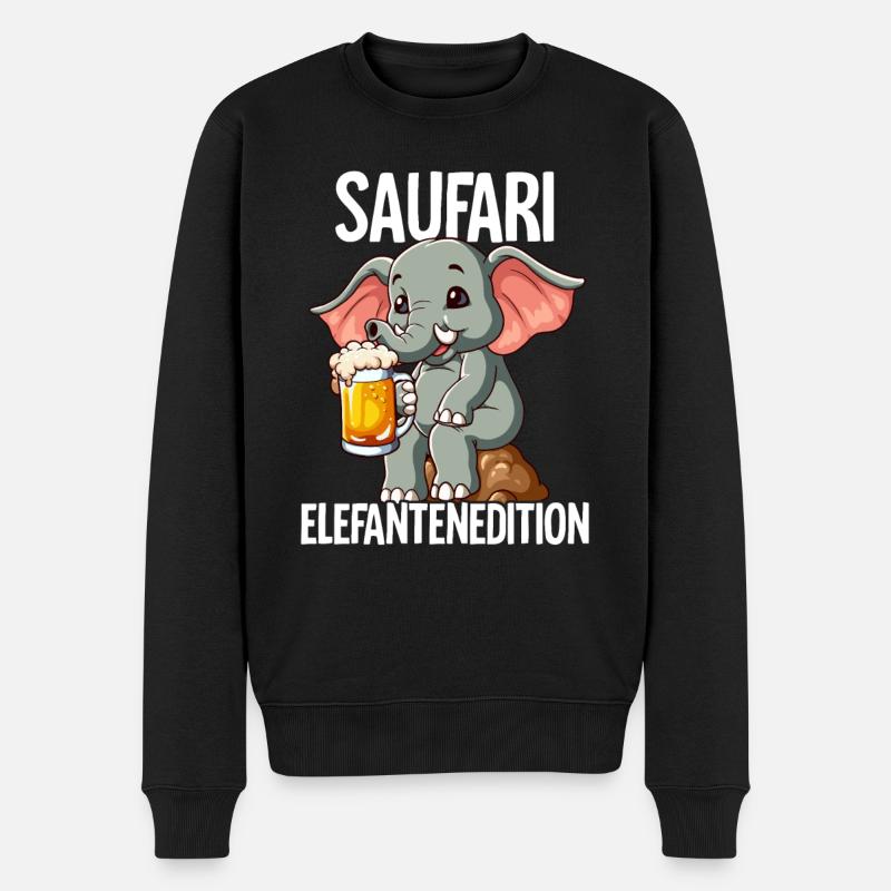 Saufari Elefantenedition Elefant Bier - Männer Premium Bio Pullover - Schwarz