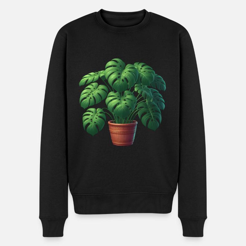 Wunderschöne Monstera Pflanze - Männer Premium Bio Pullover - Schwarz