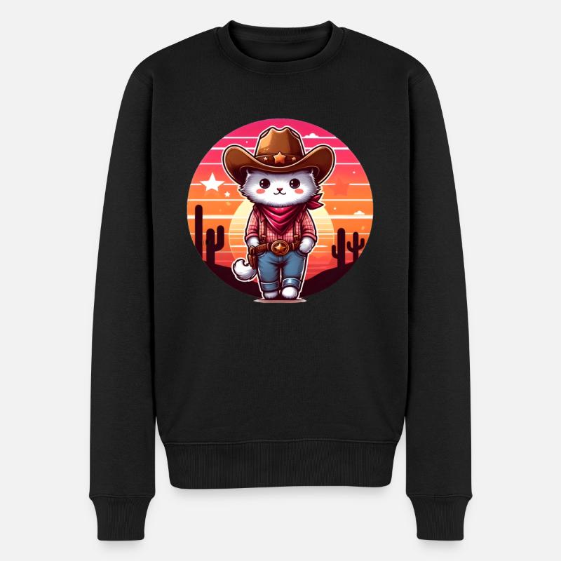 Chat cowboy - Pull Premium bio Homme - noir