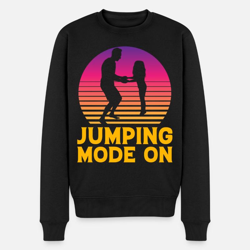 Sprungmodus ein - Männer Premium Bio Pullover - Schwarz