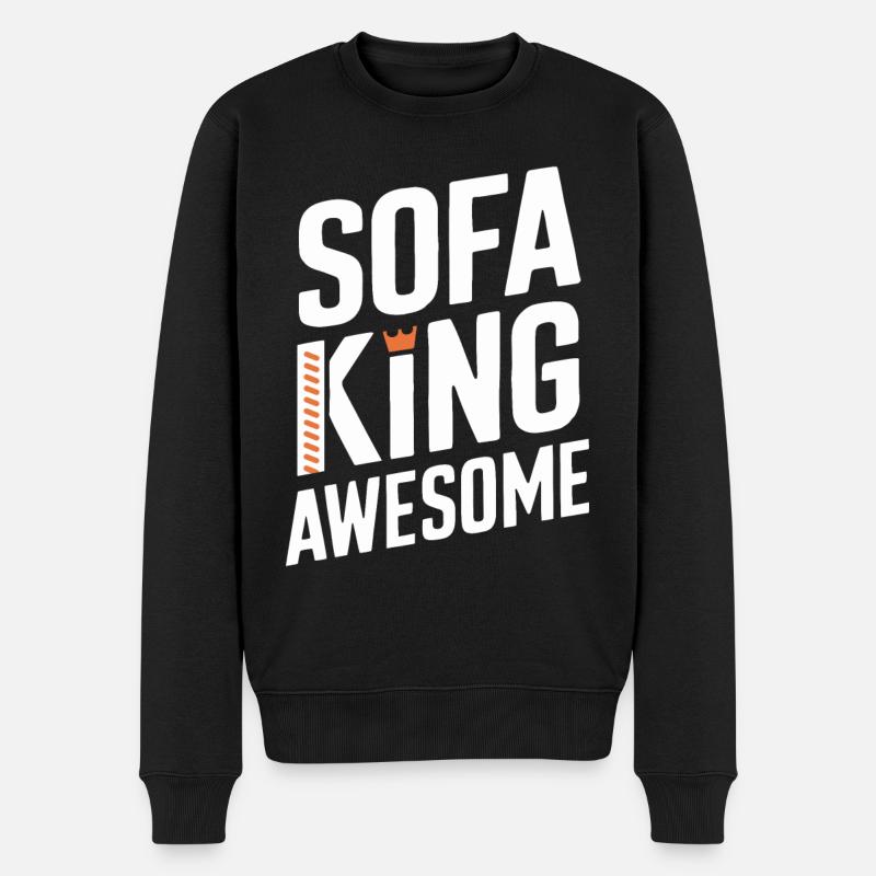 Sofa King Awesome Grafik - Männer Premium Bio Pullover - Schwarz