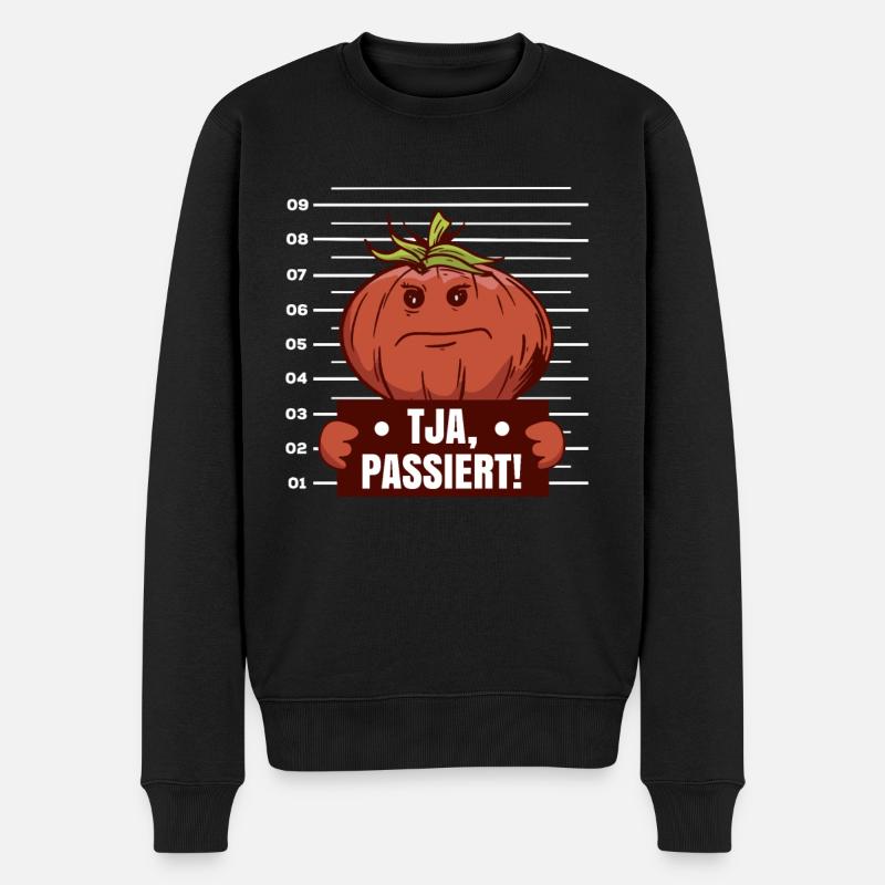 Tja Passiert! Tomaten Spruch Lustig Garten Gemüse - Männer Premium Bio Pullover - Schwarz