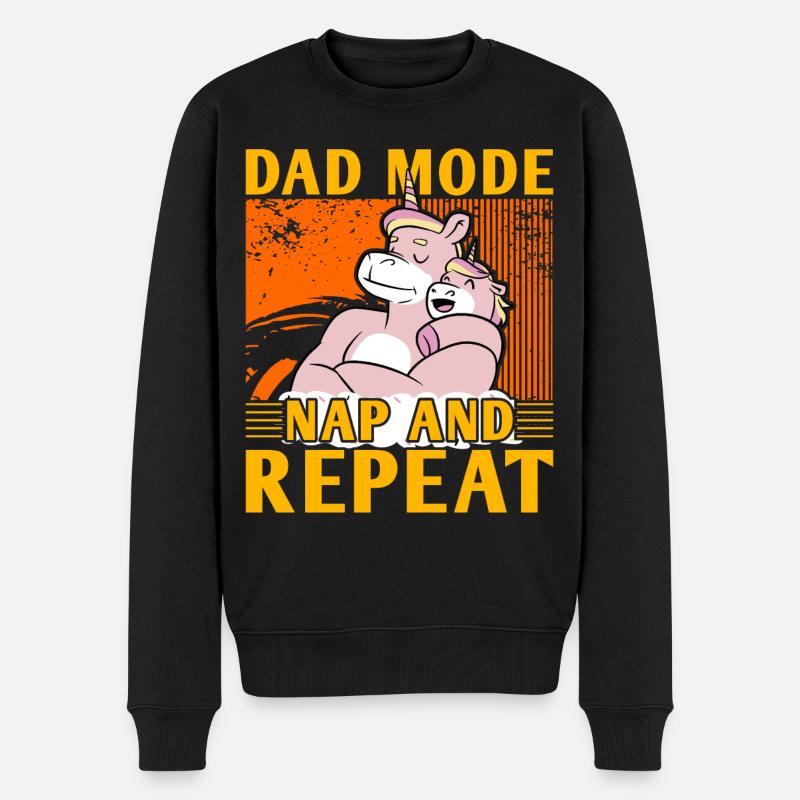 Papa-Modus Nickerchen und Wiederholen - Männer Premium Bio Pullover - Schwarz