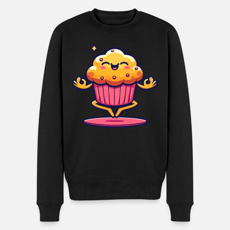 Cute Cupcake with Smiley Face - Men's Premium Organic Jumper - black
