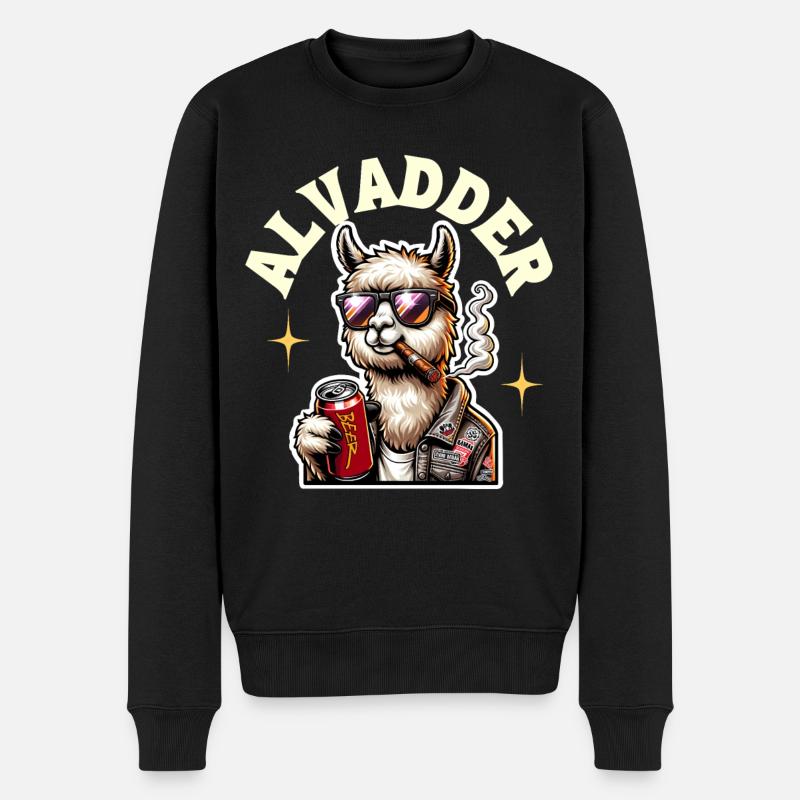 Alvadder Alpaka Papa Vater Vatertag - Männer Premium Bio Pullover - Schwarz