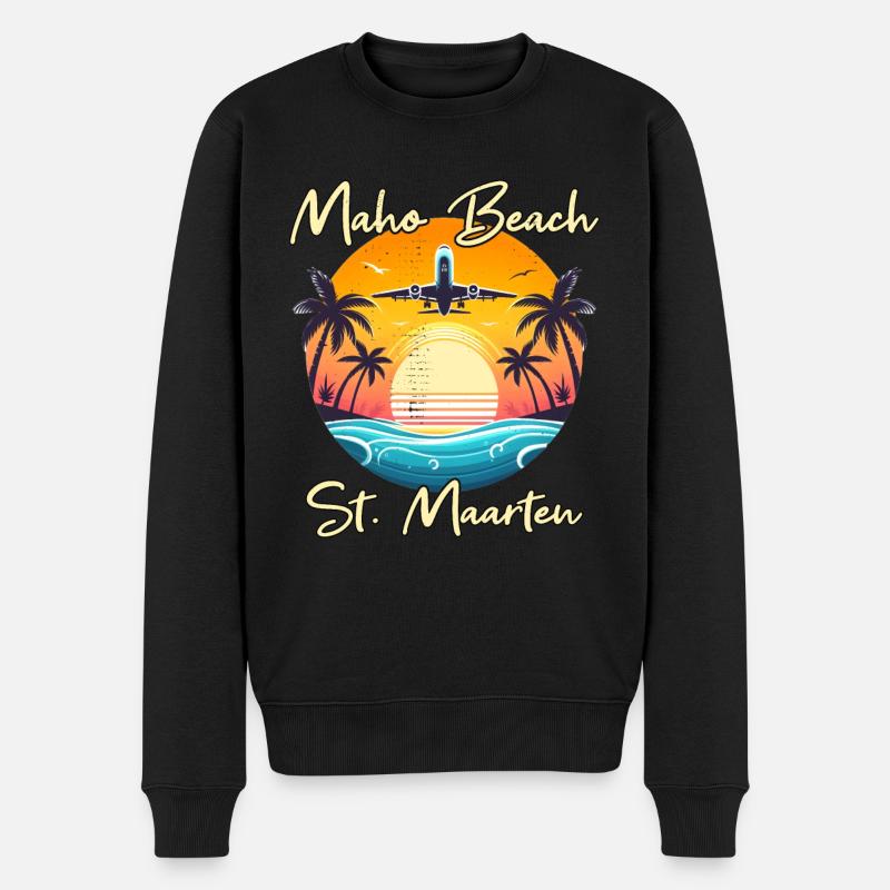Flugzeug-Show über Maho Beach - Männer Premium Bio Pullover - Schwarz