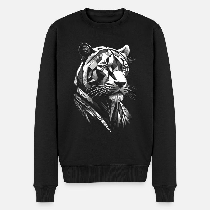 Moderner - Panther - Männer Premium Bio Pullover - Schwarz
