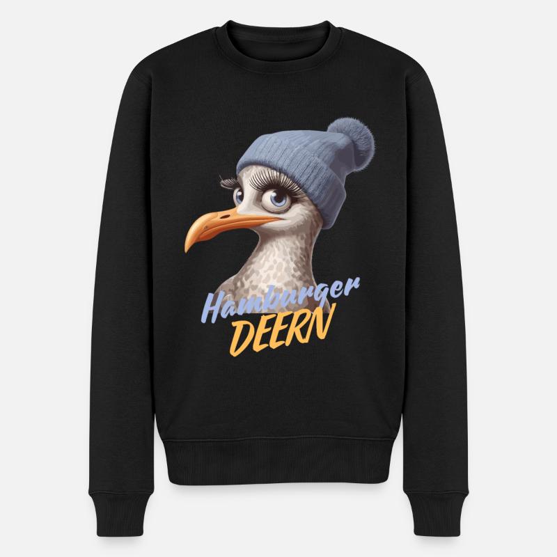 Hamburg Hamburger Deern Möwe Nordsee Lustig Beanie - Männer Premium Bio Pullover - Schwarz