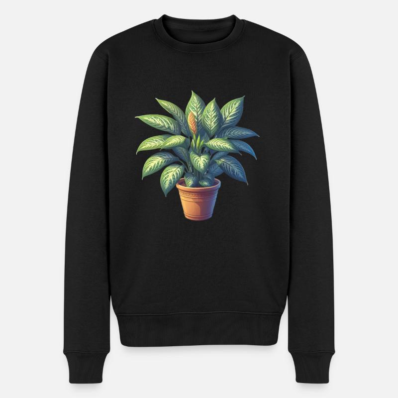 Dieffenbachia-Pflanze im Topf - Männer Premium Bio Pullover - Schwarz