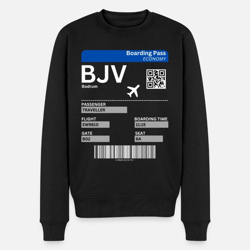 Bodrum Bordticket Flughafen BJV Türkei Urlaub Idee - Männer Premium Bio Pullover - Schwarz