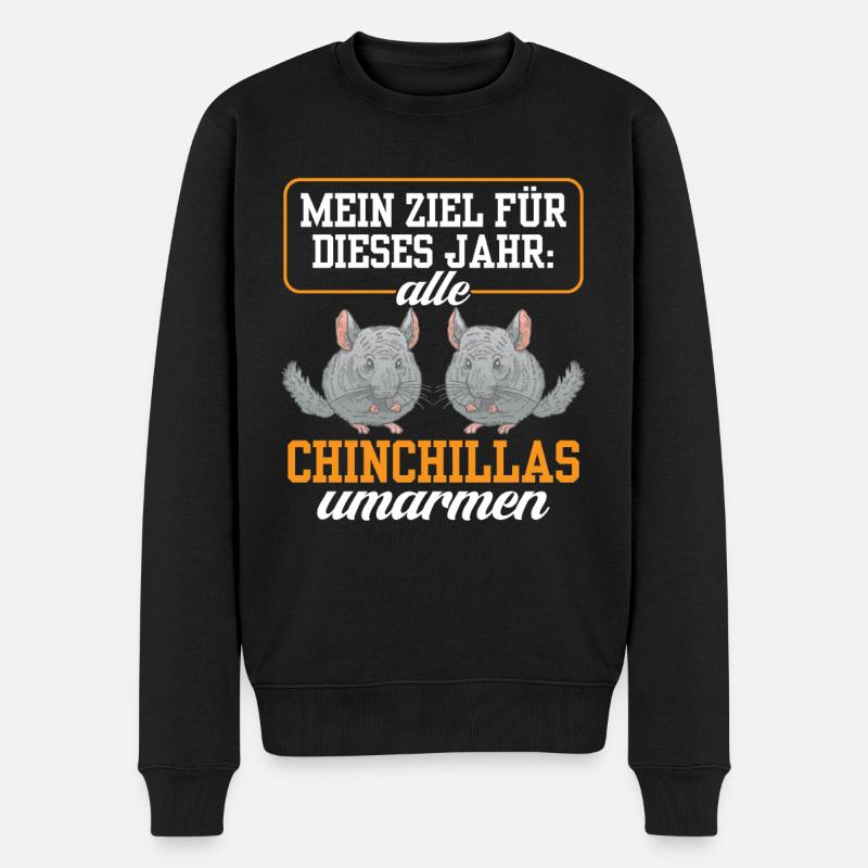 Chinchillas umarmen Nagetier Chinchilla - Männer Premium Bio Pullover - Schwarz