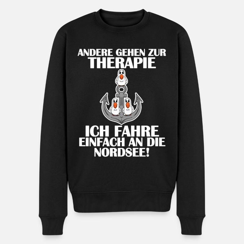 Nordsee Sprüche lustig - Männer Premium Bio Pullover - Schwarz