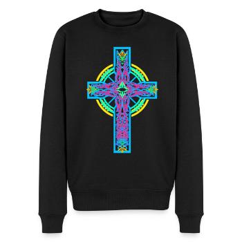 Jésus-Dieu, Croix, Croix, Crucifix - Pull Premium bio Homme - noir - Devant - Nico (187cm)