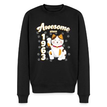 1963 Anniversaire Génial depuis Cat Maneki neko - Pull Premium bio Homme - noir - Devant - Nico (187cm)