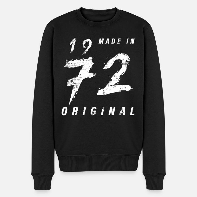 Made In 1972 Original Geburtstag Grunge Distressed - Männer Premium Bio Pullover - Schwarz