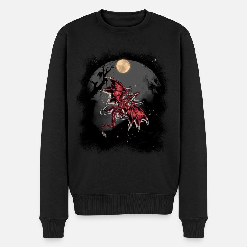 Drache Drachen Fabel Mittelalter Märchen Myth - Männer Premium Bio Pullover - Schwarz