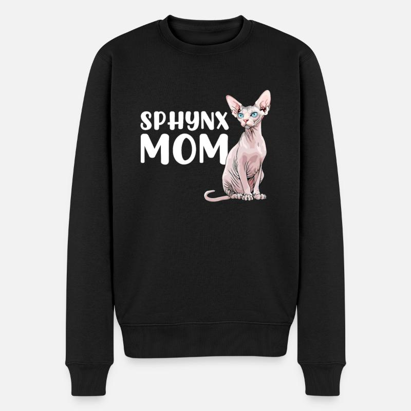 Sphynx mom, funny sphynx cat - Männer Premium Bio Pullover - Schwarz