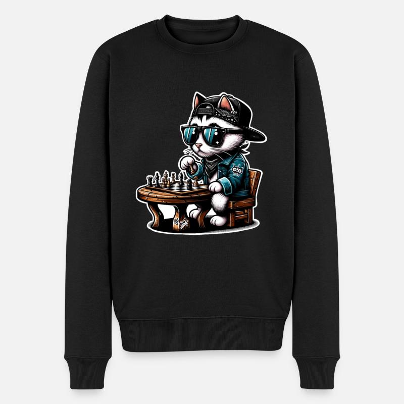 Chess Cat - Men's Premium Organic Jumper - black