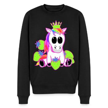 Licorne Licornes Fraise Princesse Animal Mythique - Pull Premium bio Homme - noir - Devant - Nico (187cm)