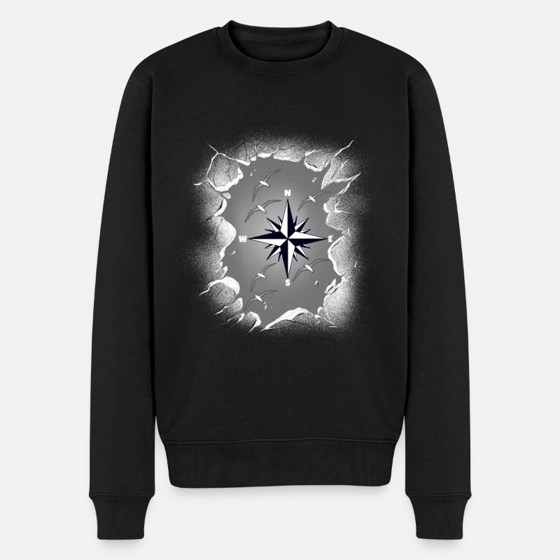 Möwen Möwe Kompass maritim - Männer Premium Bio Pullover - Schwarz