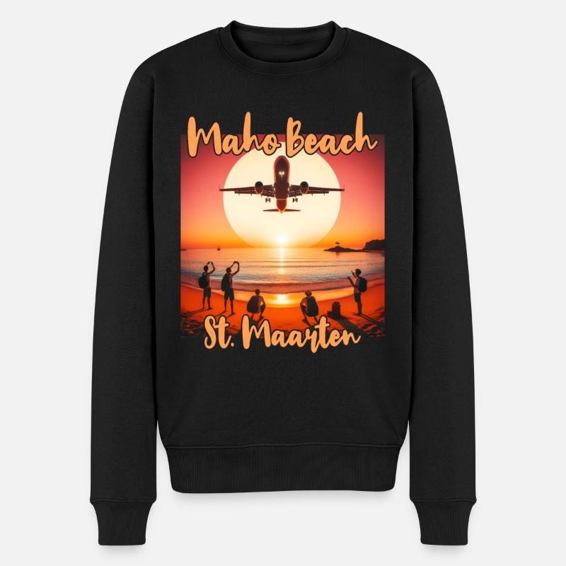 Maho Beach Flugzeug - Männer Premium Bio Pullover - Schwarz