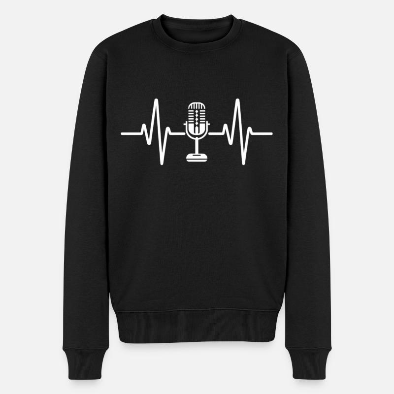 Mikrofon Herzschlag Musikliebhaber - Männer Premium Bio Pullover - Schwarz