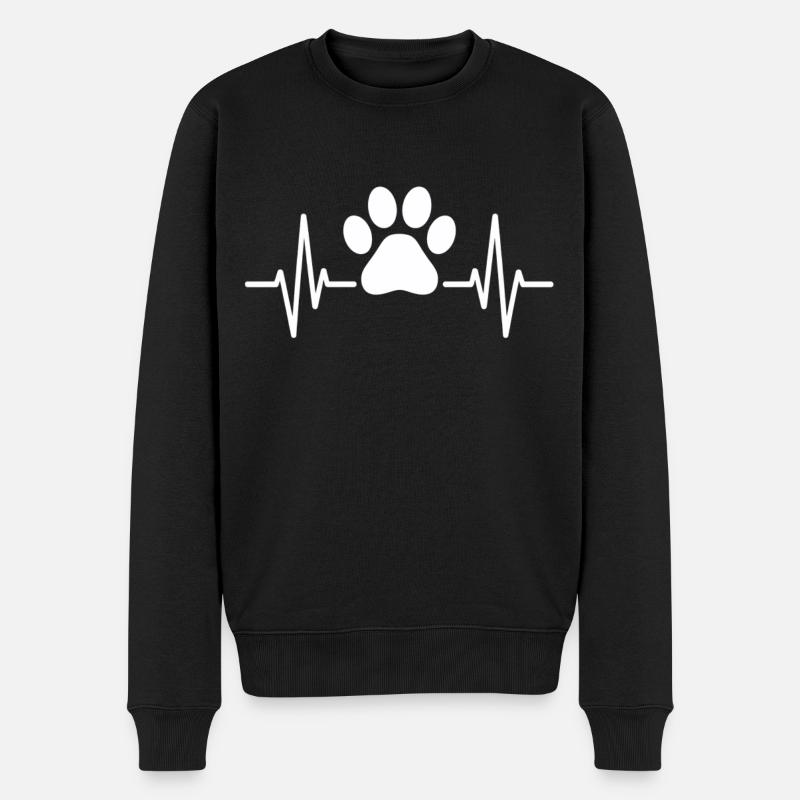 Herzschlag mit Pfote für Tierfreunde - Männer Premium Bio Pullover - Schwarz