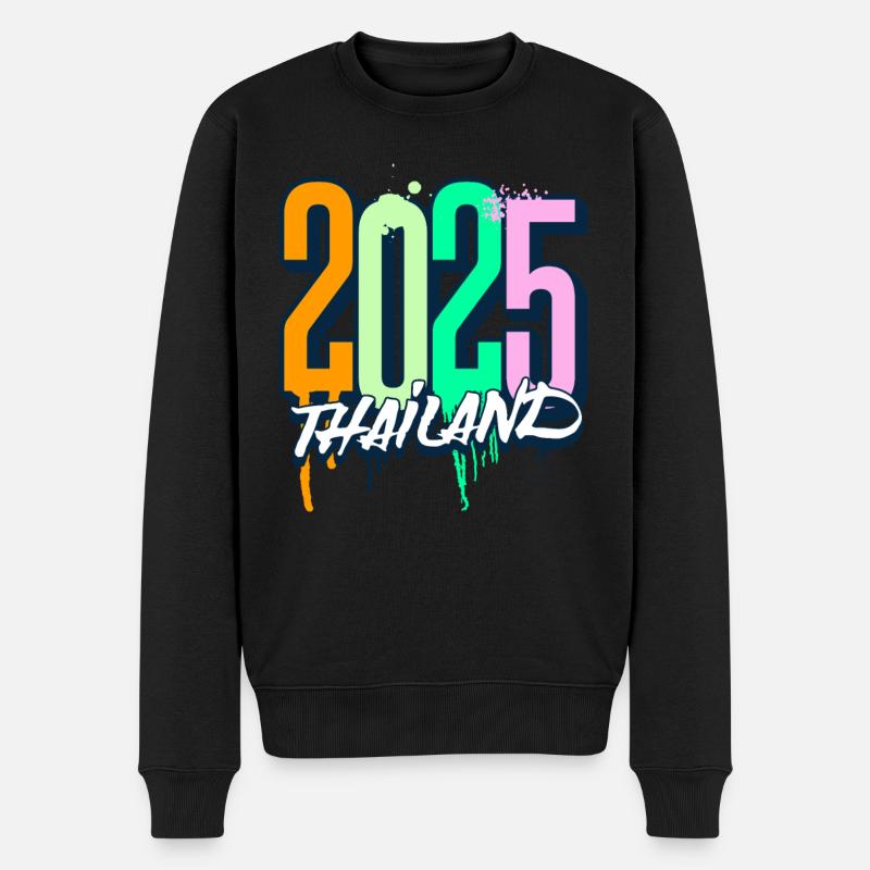 Thailand 2025 Urlaub Reise - Männer Premium Bio Pullover - Schwarz