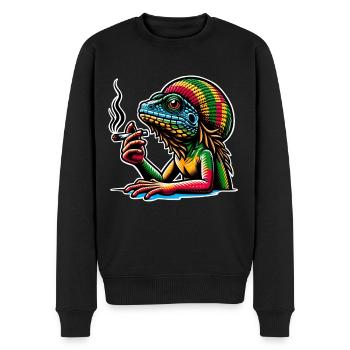 Echse Kiffen Cannabis - Männer Premium Bio Pullover - Schwarz - Vorne - Nico (187cm)